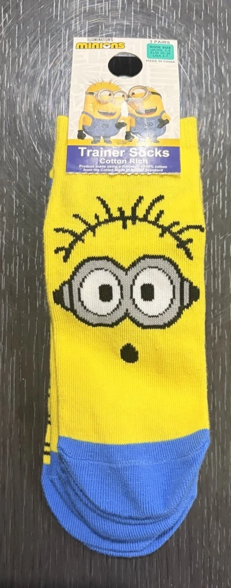 Conjunto Calcetines Primark Minions Stuart Bob Amarillo Azul Gafas Iluminación
