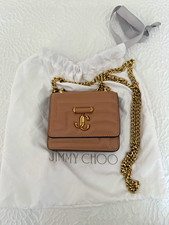 Jimmy Choo Varenne Micro Beige Leather Quilted Crossbody Bag Gold Chain