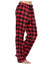  Women's Super Soft Flannel Plaid Pajama Sleep Pants Medium Red Buffalo Check