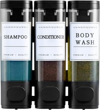 Shampoo and Conditioner Dispenser,Shower Soap Dispenser 3 Chamber No Drill Wall.