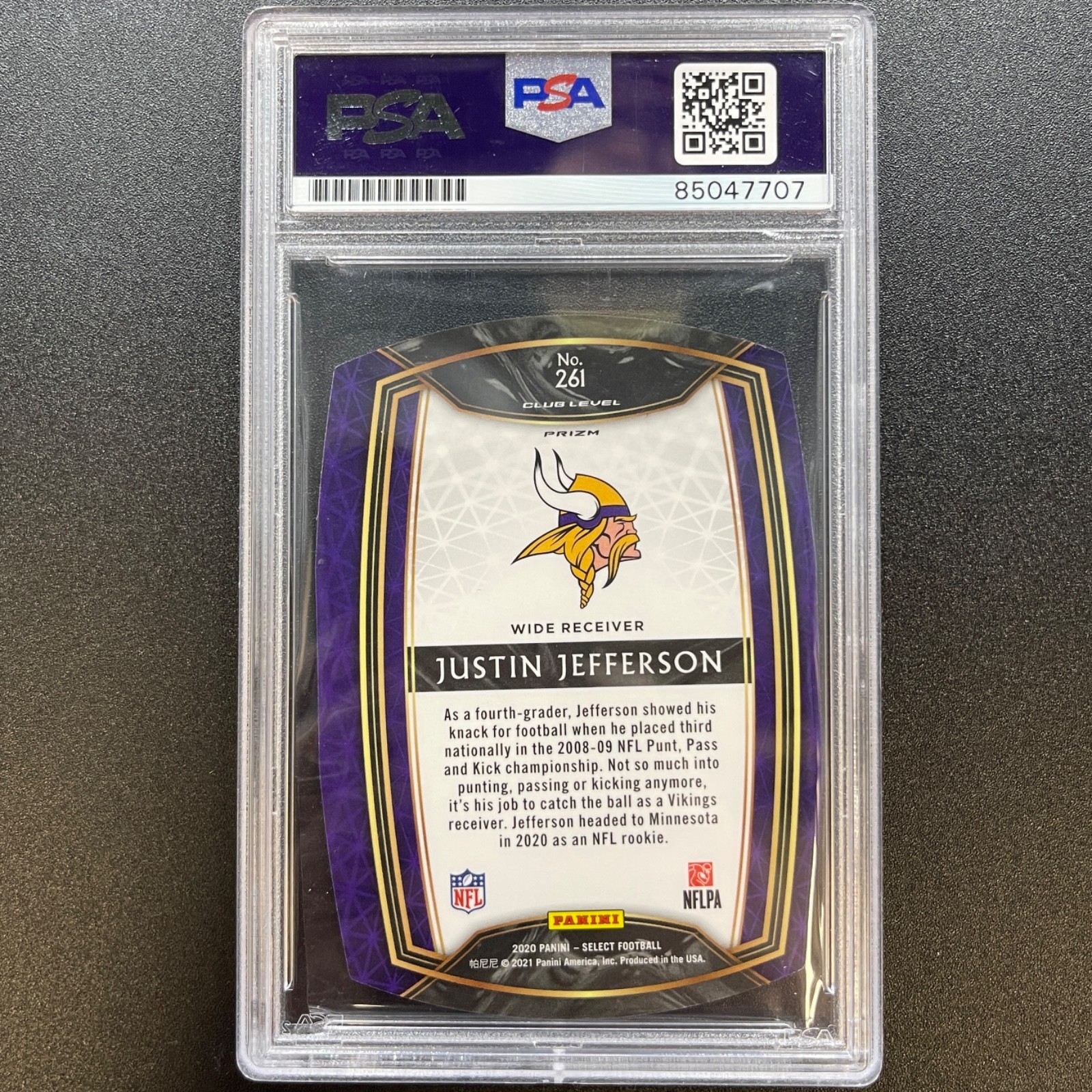 Justin Jefferson Auto Die Cut Red Prizm RC Rookie PSA DNA Authentic 2020 261 view 3