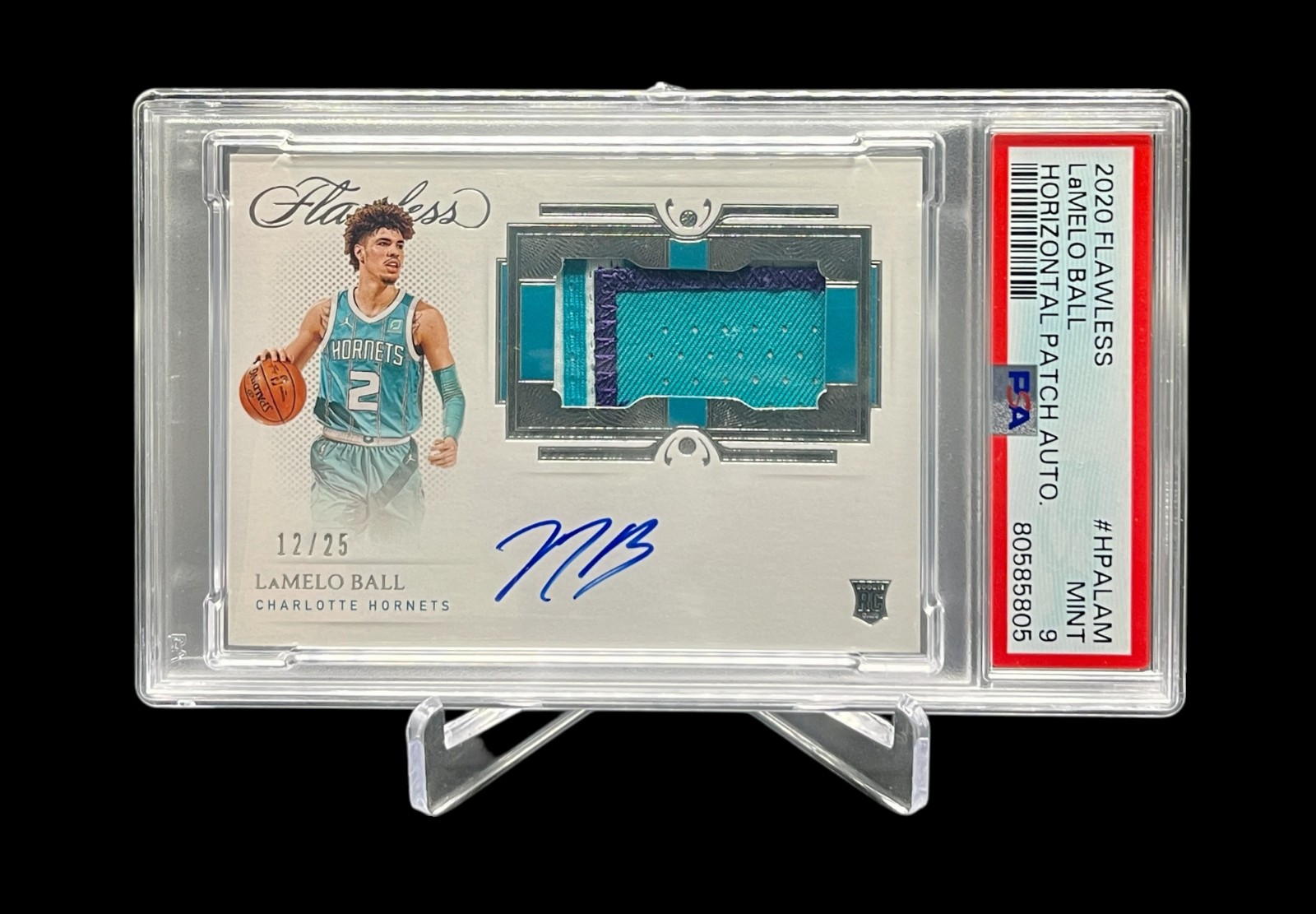 2020-21 Panini Flawless Lamelo Ball Horizontal Patch Auto /25 PSA 9 MT #HPA-LAM