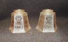 PAIR OF ETCHED PEACH COLORED 2 1/4" FITTER GLASS SHADES #8008 — photo 1