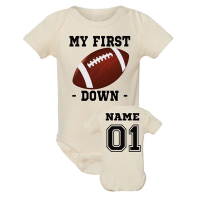My First Down football first Birthday bodysuit Personalized 15 + colors