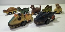 Lot Of 7 DINOBROS Dinosaur Toy Pull Back Cars Tested/working