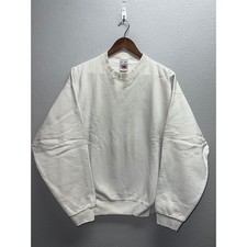 Vintage White Cream Blank Sweatshirt Crewneck Supercotton FOTL 90s 1990s XL