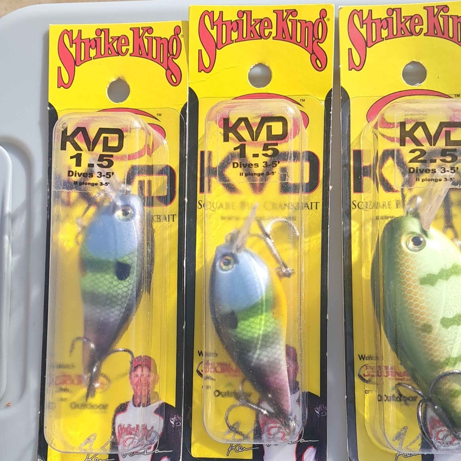 Strike King KVD 1.5 2.5 Crankbait lot.  Neon Bluegill Chartreuse Perch. Lot of 5 - Image 3