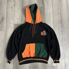 Vintage 90s Starter Miami Hurricanes Double Hood ColorBlock Hoodie Size Medium