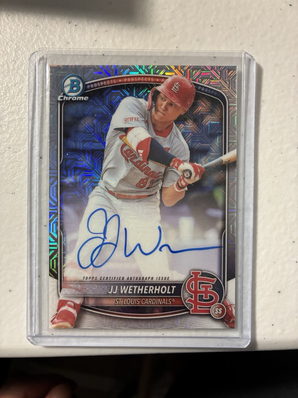 2025 Bowman Chrome JJ Wetherholt Mega Box Mojo Refractor Auto Cardinals
