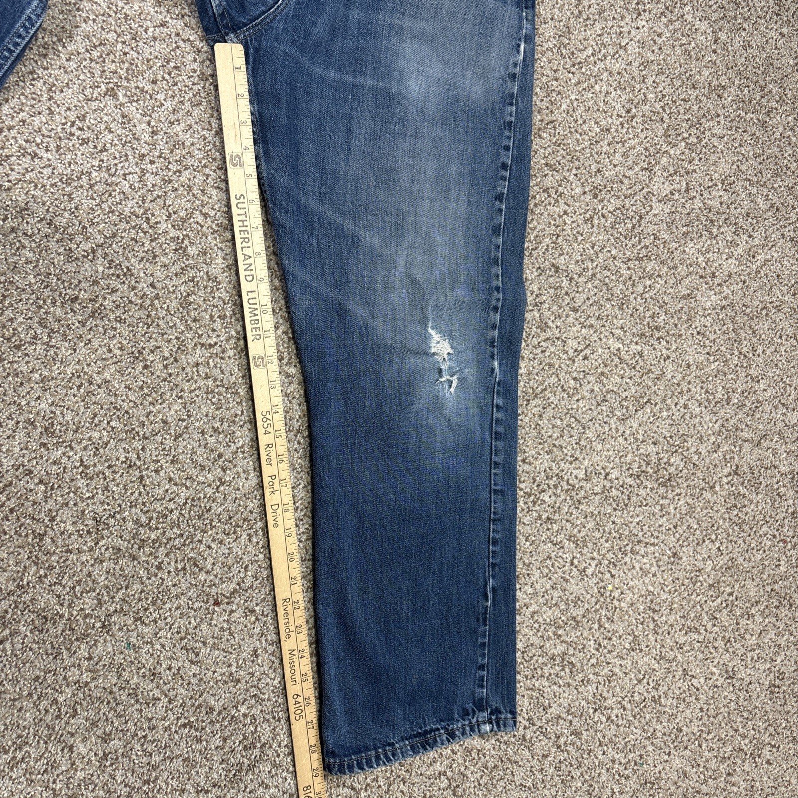 Wrangler Jeans Mens 38x29 Blue Cotton Loose Fit Denim Workwear Distressed - View 7