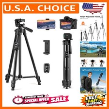 Versatile 51'' Tripod for DSLRs and Smartphones - 3-Way Head Bluetooth Remote