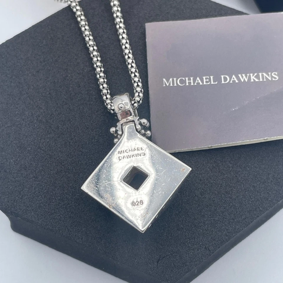 Michael Dawkins 纯银烟熏石英吊坠项链 18 英寸爆米花链 — 第 2/4 张图片