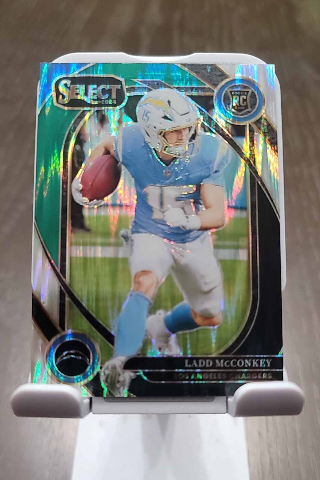 2024 Panini Select - Club Level Ladd McConkey #268 Black/ Green Shock Prizm (RC)