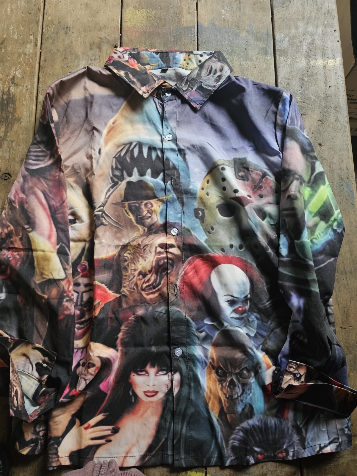 Horror Classics Long Sleeve Button Button Up Shirt - image 1