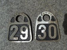 2 Vintage Barn Find Aluminum # 29 & 30 Dairy Cattle Tag Hasco Newport NY FREE