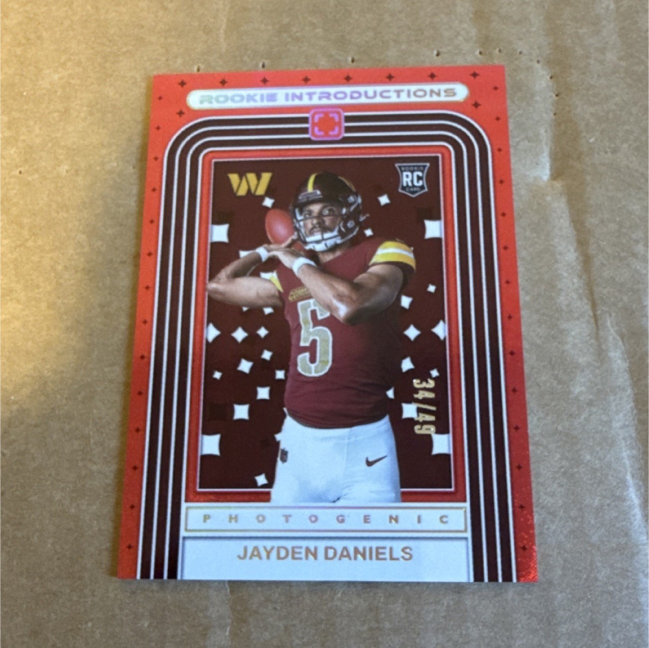 Jayden Daniels Panini Photogenic Rookie Introductions #7 Red