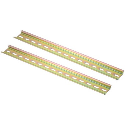 2 x DIN Rail Slotted Iron Mounting Guide Bronze Tone 400x35x7.5mm
