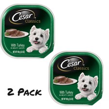  2 Pack  Cesar Classic Loaf in Sauce Adult Wet Dog Food Turkey, 3.5 oz, 2 Pack