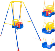 3-In-1 Baby Swing with Frame and 4 Sandbags, Outdoor Baby Swing Set with Adjusta