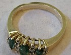 3-Emeralds & 10-Diamonds: 14K DBS Stamped; Sz. 5.5 Yellow Gold  Ring 3.1 Grams  — photo 9