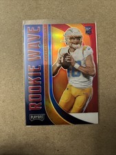 2020 Playoff Rookie Wave orange PRIZM Justin Herbert Rookie Card RW-4. rookie card picture