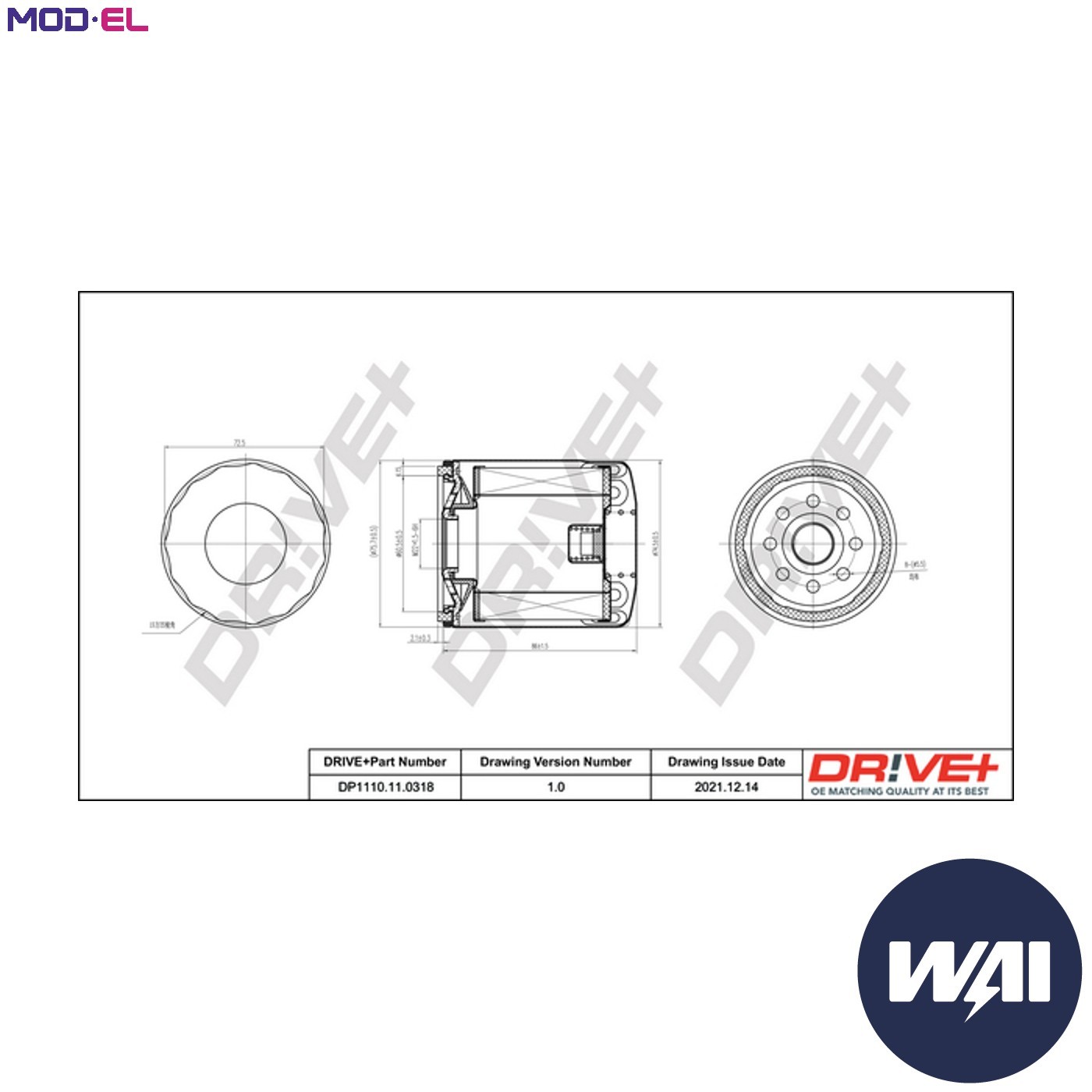 OIL FILTER DP1110.11.0318 FOR ALFA ROMEO DODGE JEEP FIAT LANCIA 2.0L 4cyl GIULIA