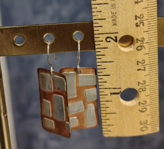 Handcrafted Signed Copper and Silver Geometrical … - image 5