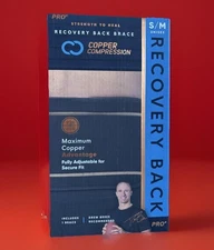 NEW Copper Compression CCBB/BS3 Copper Infused SMALL/MEDIUM Black Back Brace