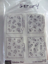 VTG 2004 NEW UNUSED Stampin' Up Fabulous Four Unmounted Rubber Stamp Set 4pcs