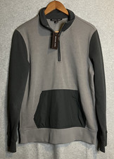 NEW Michael Kors Mens Size M Fleece Lined 1/4 Zip Pullover Sweater Gray