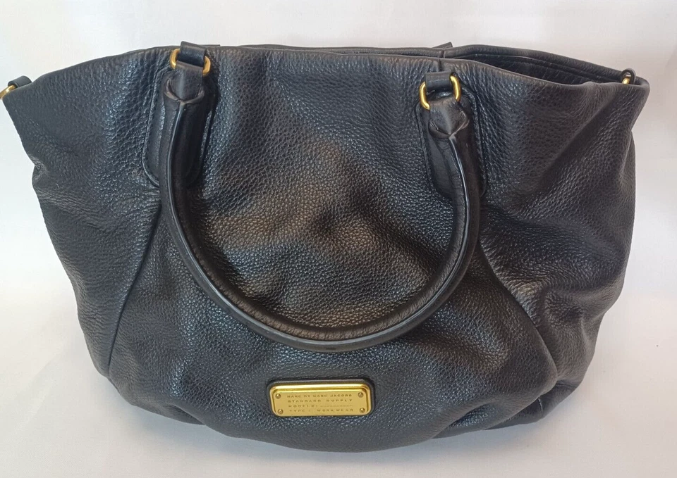 MARC JACOBS Nuevo Bolso de Mano de Cuero Q Fran Grande Negro Cartera Bolso de Hombro Foto 3 de 4