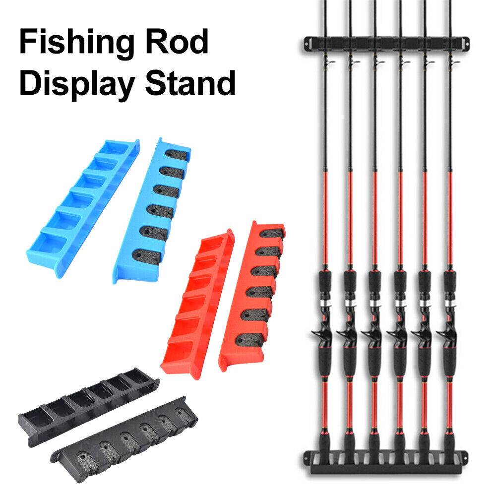 Fishing Pole Holder 6-Rod Rack Vertical Wall Mount Gear Organizer