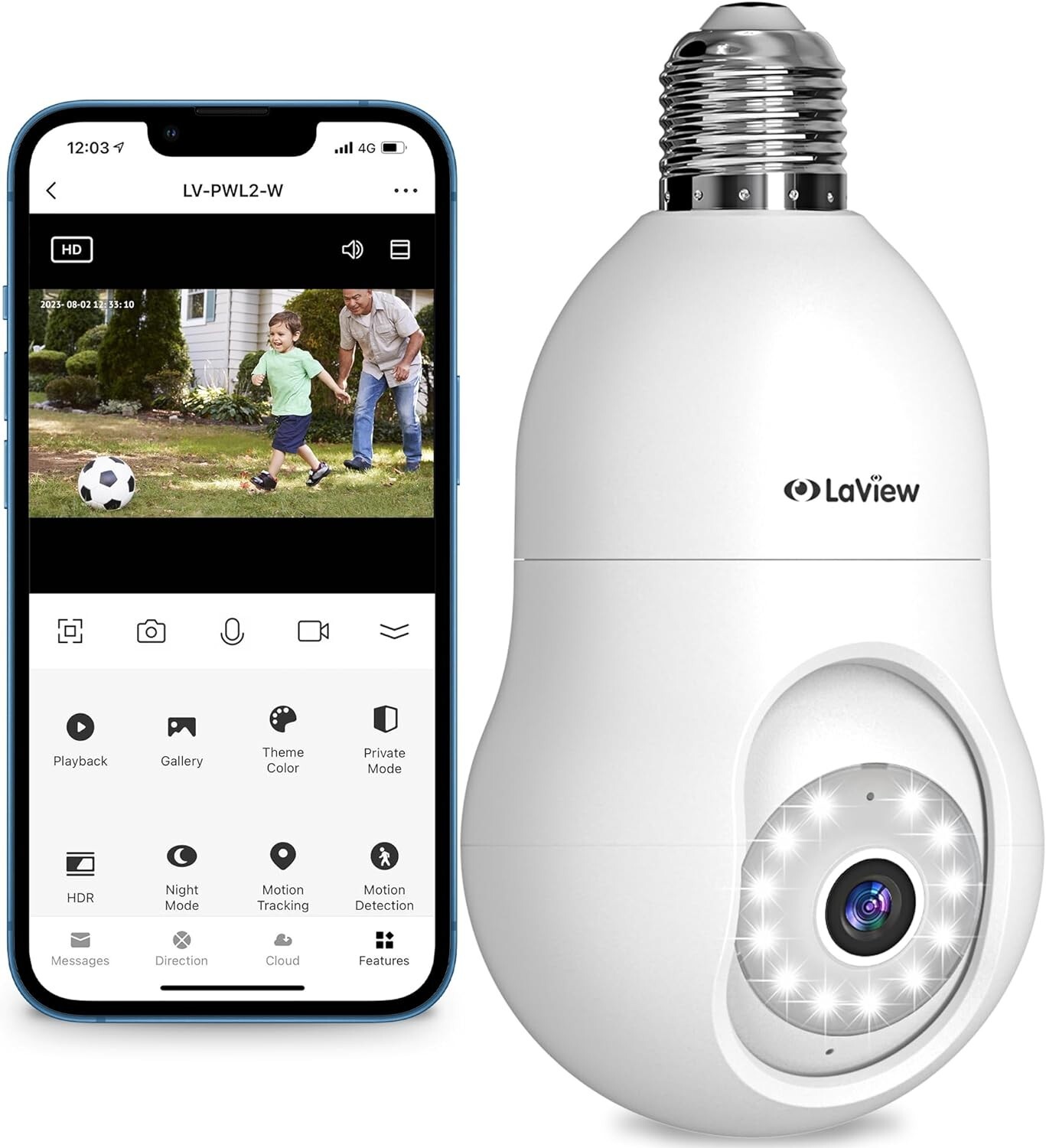 Sistema De Camaras Seguridad WiFi HD 2K 360° Para Exterior o Casa Con Audio