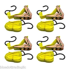 4 Yellow Jacket 13’ Tie Down Ratchet Straps Tool Car Truck