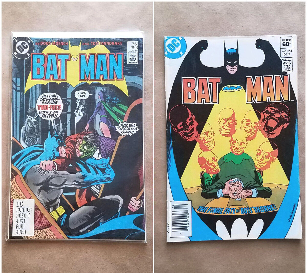 2 BATMAN DC Comics: Vol 43 #354 1982, #398 1986 (in plastic