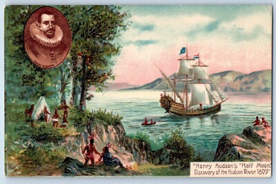 1910 Hudson California CA Postcard Henry Half Moon Discovery River Ship Embossed