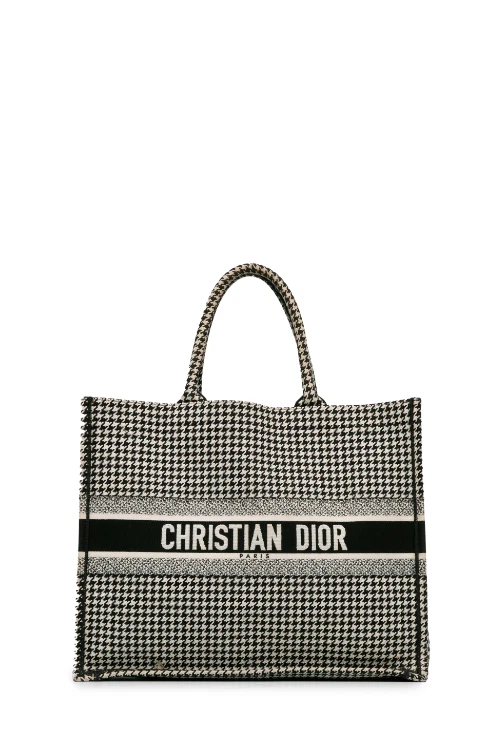 Grand fourre tout femme Dior pied de poule livre taille fourre tout cuir femme