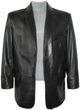 1003 Best Soft Black Leather Blazer for Men