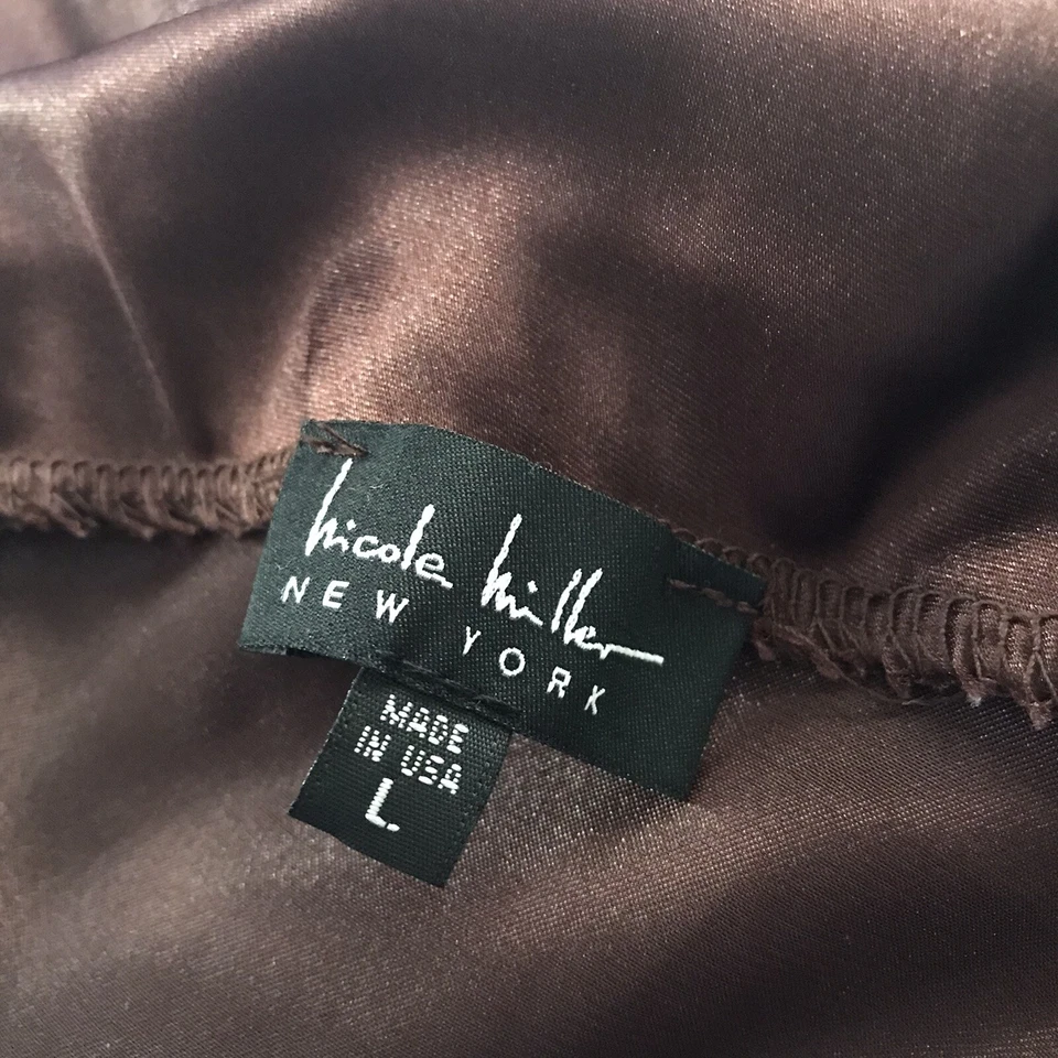 Falda Grande Midi Marrón Hada Grunge Indie Años 90 Y2K Nicole Miller Satén EE. UU. Foto 2 de 4