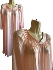 Vintage Lingerie Shadowline Nylon Nightgown Robe Pretty Pink Sz Med Button Front