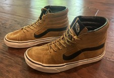 Vans High Top Tan Brown Suede Canvas Size Boys 5 / Girls 6.5 Skater Shoes B 4