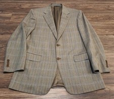 Canali Light Brown Windowpane Plaid Blazer Sport Coat Suit Jacket 52R