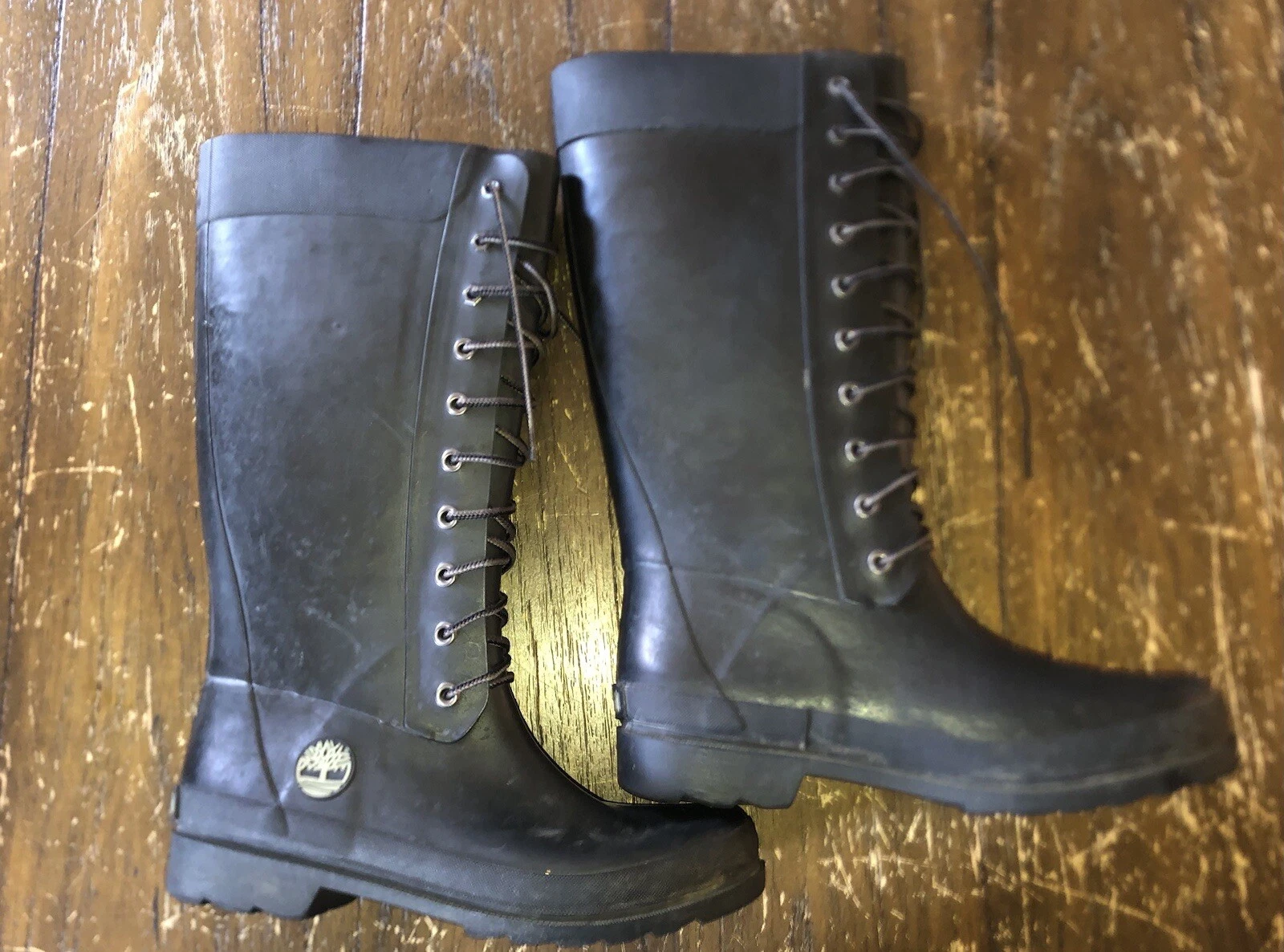 Stivali alti da donna Timberland taglia 8 stringati gomma pesca a pioggia 16692M 85104