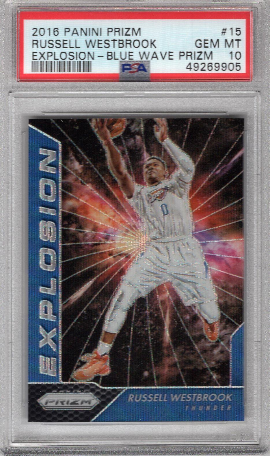 RUSSELL WESTBROOK 2016-17 PANINI PRIZM EXPLOSION BLUE WAVE #91/99 PSA 10 *POP 2*