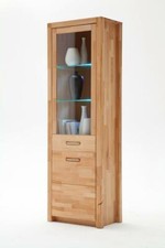 Vitrine Kernbuche massivholz geölt Tür mit Glas Links Standvitrine Glas Schrank 