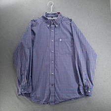 Ariat Pro Series Shirt Mens XL Blue White Red Plaid Pocket Vented Underarm Logo