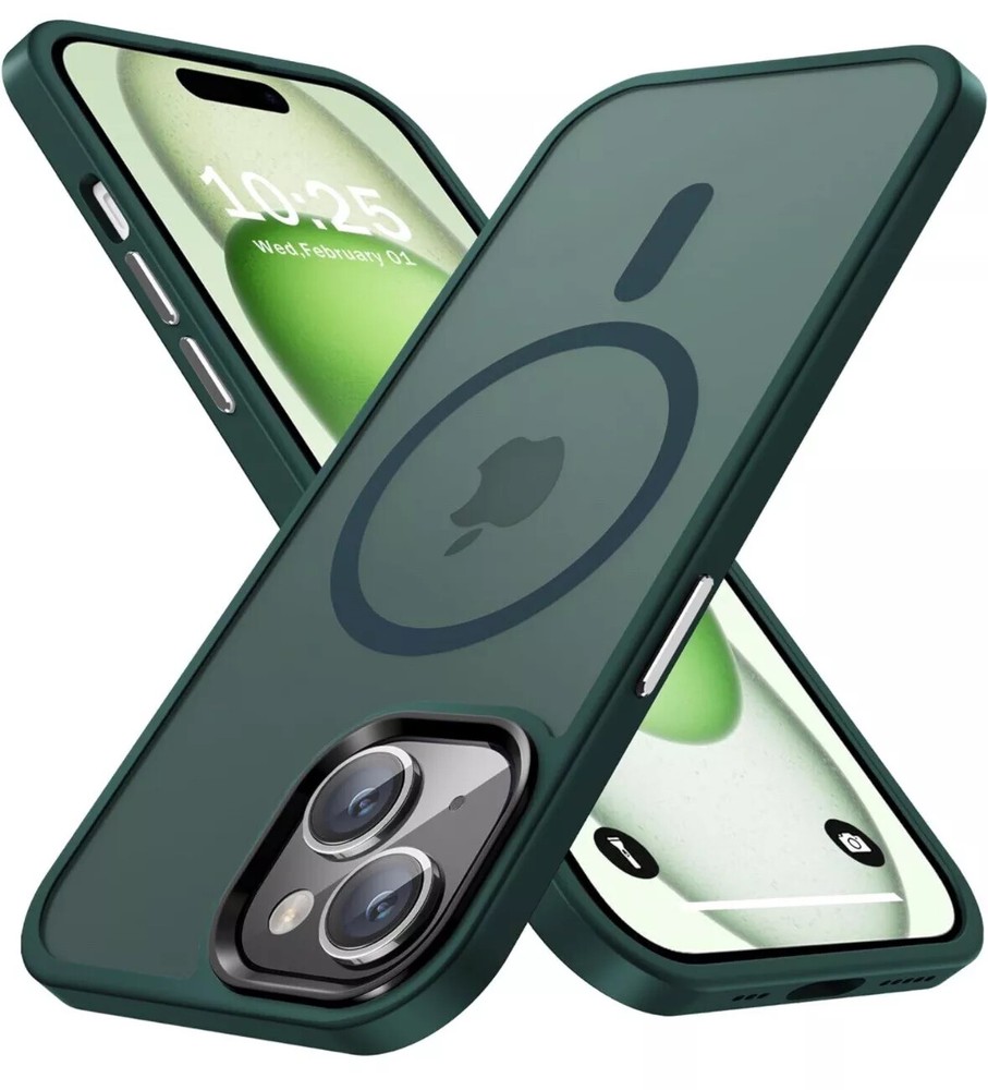 (3 Colors) For iPhone 15 Frosted Case Mag Safe Shockproof Cover