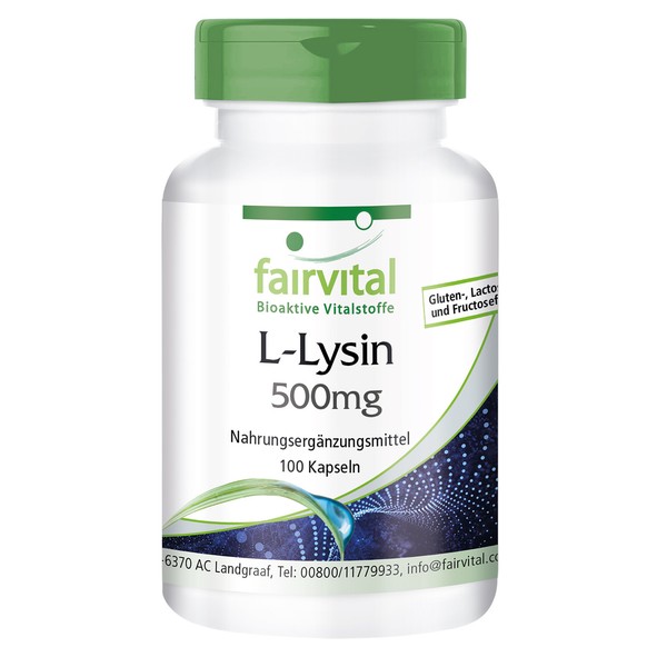 L-Lysin 500 Mg - 100 Kapseln | Hochdosiert | Immunsystem | Vegan | Fairvital-image