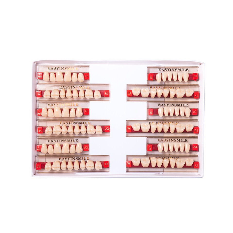 3/6/8/16 Set Dental Acrylic Resin False Teeth, Full Upper/Lower, Shade A1/A2/A3
