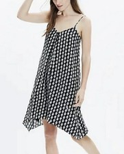 Madewell Dress Women’s Sz.M Silk Black /White bloom stamp, Trapeze Cami Pockets